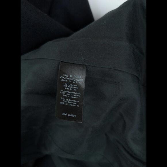 [SOLD] RAG & BONE Women's Sz US XS Black Battle Peacoat Wool Leather Trim USA - Picture 8 of 8